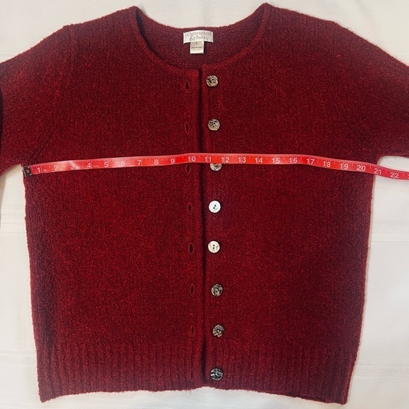 Cardigan Wool Blend Boucle Button Front Christopher & Banks Sz L EUC Cranberry - Picture 9 of 13